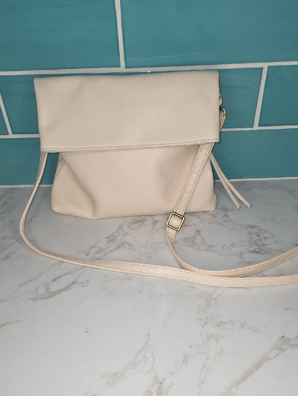 HOBO Cream Draft Fold-Over Crossbody Bag
